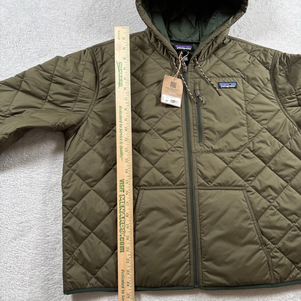 Patagonia Bomber Hoody Womens XL Basin Green Diamond Quilted Full Zip Jacket - Picture 7 of 8